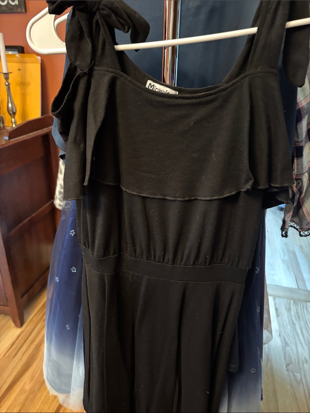Black Kids One-Shoulder Ruffle Dress